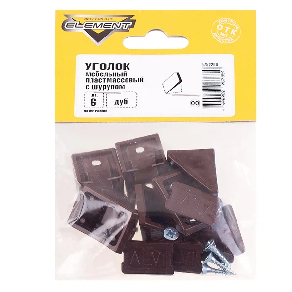 

уголки мебельные пл. с шур.,дуб, 6шт element 554050