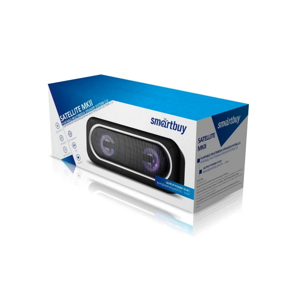 

портативная колонка 10вт satellite 2 (bluetooth, fm, mp3, led-подсветка) черн, smartbuy, sbs-450