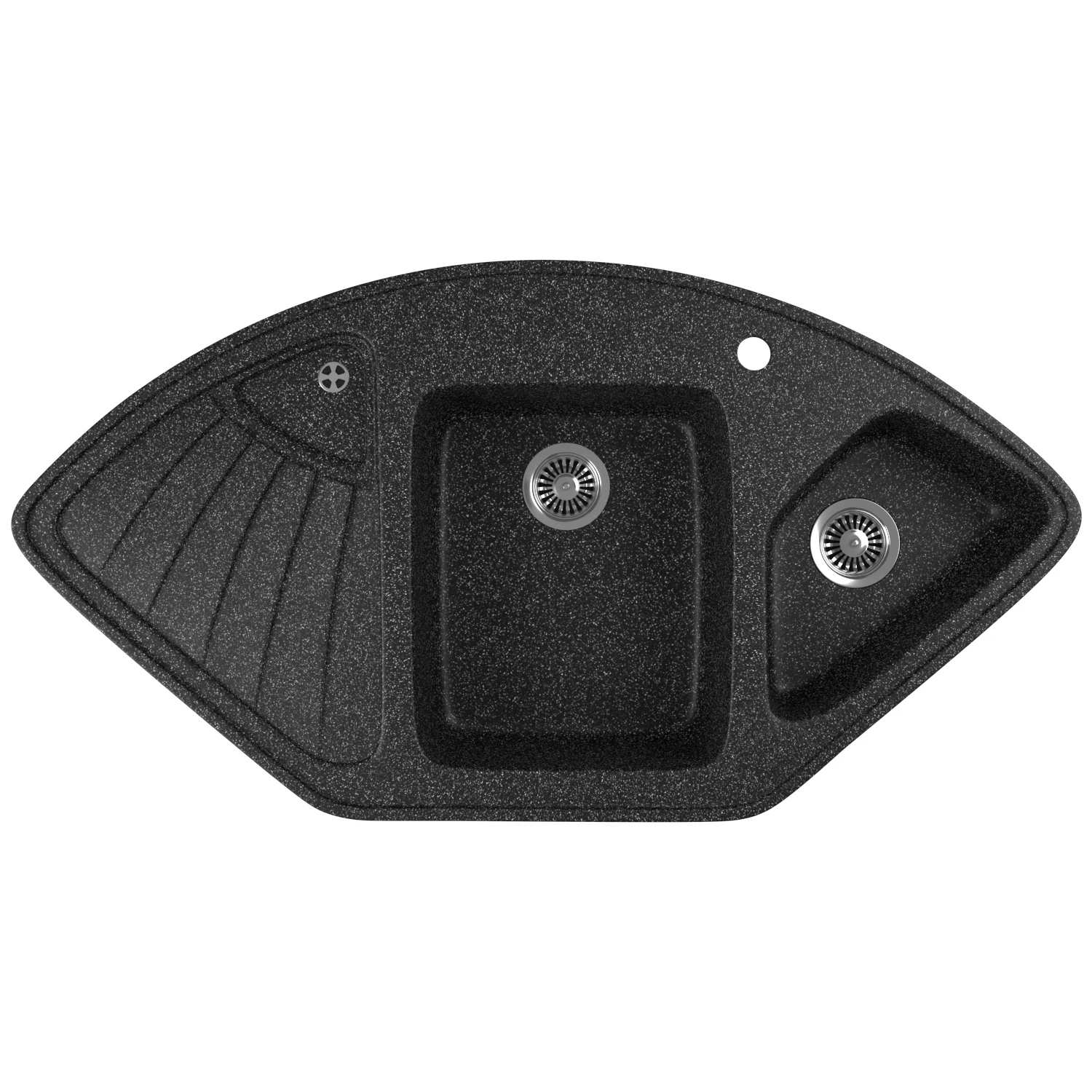 Изображение товара Мраморная кухонная мойка GreenStone GRS-14K-308 черная, врезная с двумя чашами