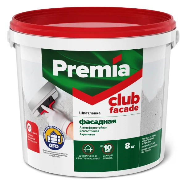 

шпатлевка premia club фасадная 8 кг