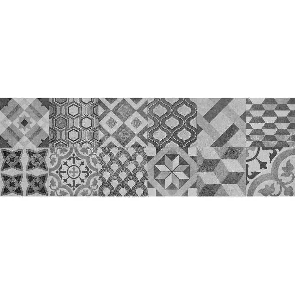 Изображение товара Декор Грэйс 60х20 серый для стен керамический с геометричным принтом