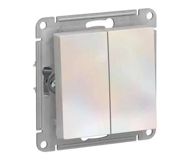 

выключатель (жемчужный, 2 клавиши) schneider electric atlasdesign atn000451, Жемчужная