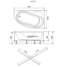 Ванна акриловая Triton Кайли 150, 150*100см., Щ0000044609