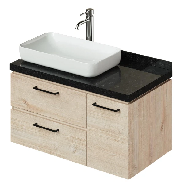 

тумба с раковиной подвесная итана wood 90 900х500х505 (дуб себастиан)