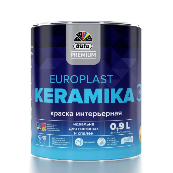 

краска dufa premium europlast keramika 3 интерьерная база a 0,9л
