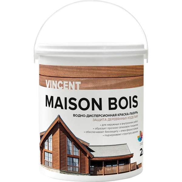 

краска-лазурь vincent maison en bois база c для защиты и декоративной отделки деревянных изделий 2л