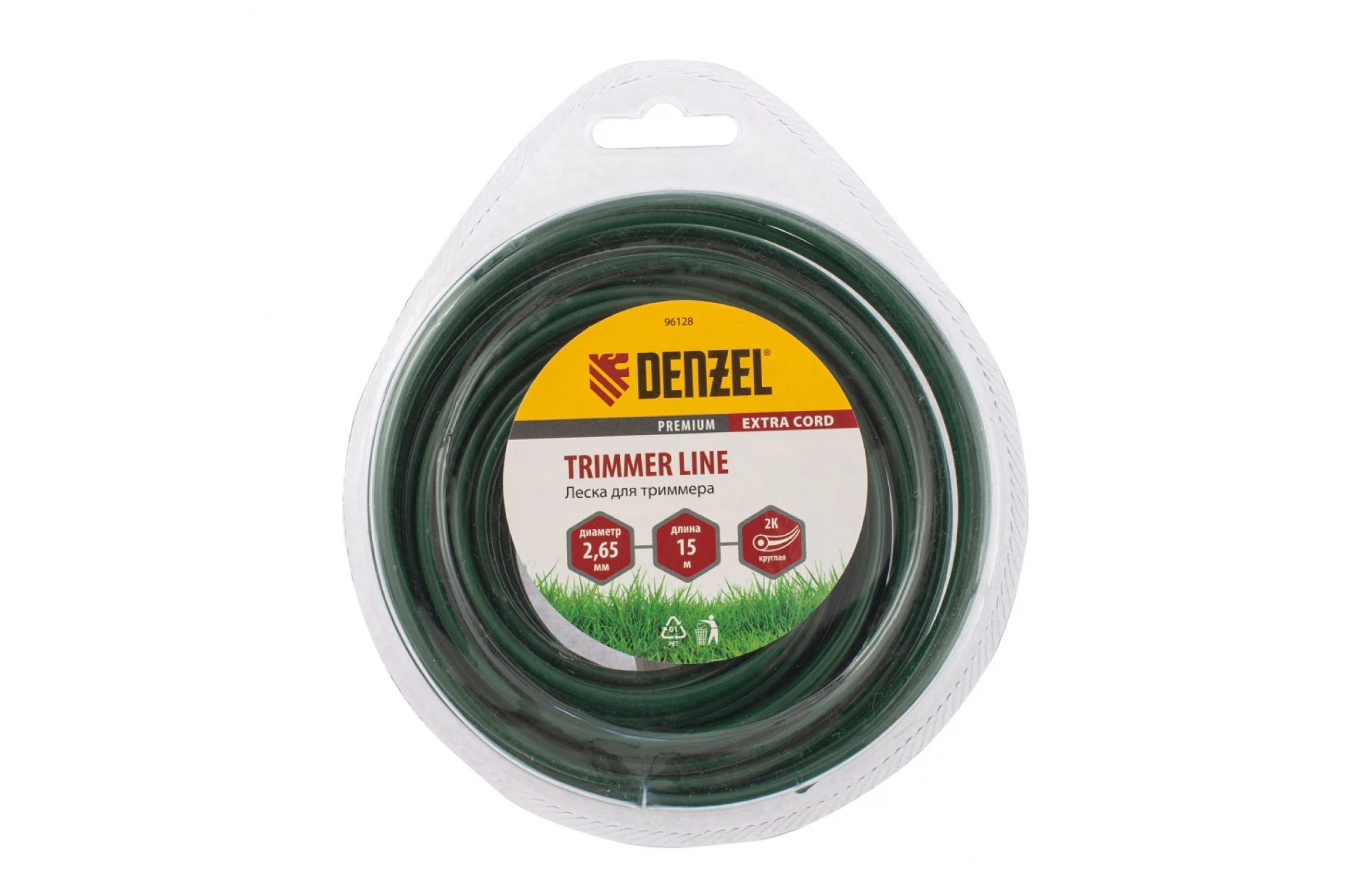 Изображение товара Леска для триммера 2.65 мм круглая двухкомпонентная EXTRA CORD от DENZEL 15м