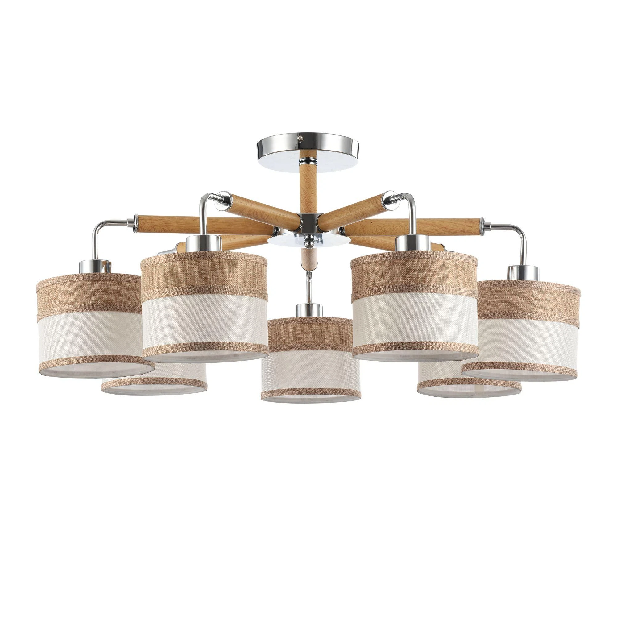 Изображение товара Потолочный светильник Freya Helen FR5329-PL-07-CH с 7 лампами и текстильными абажурами