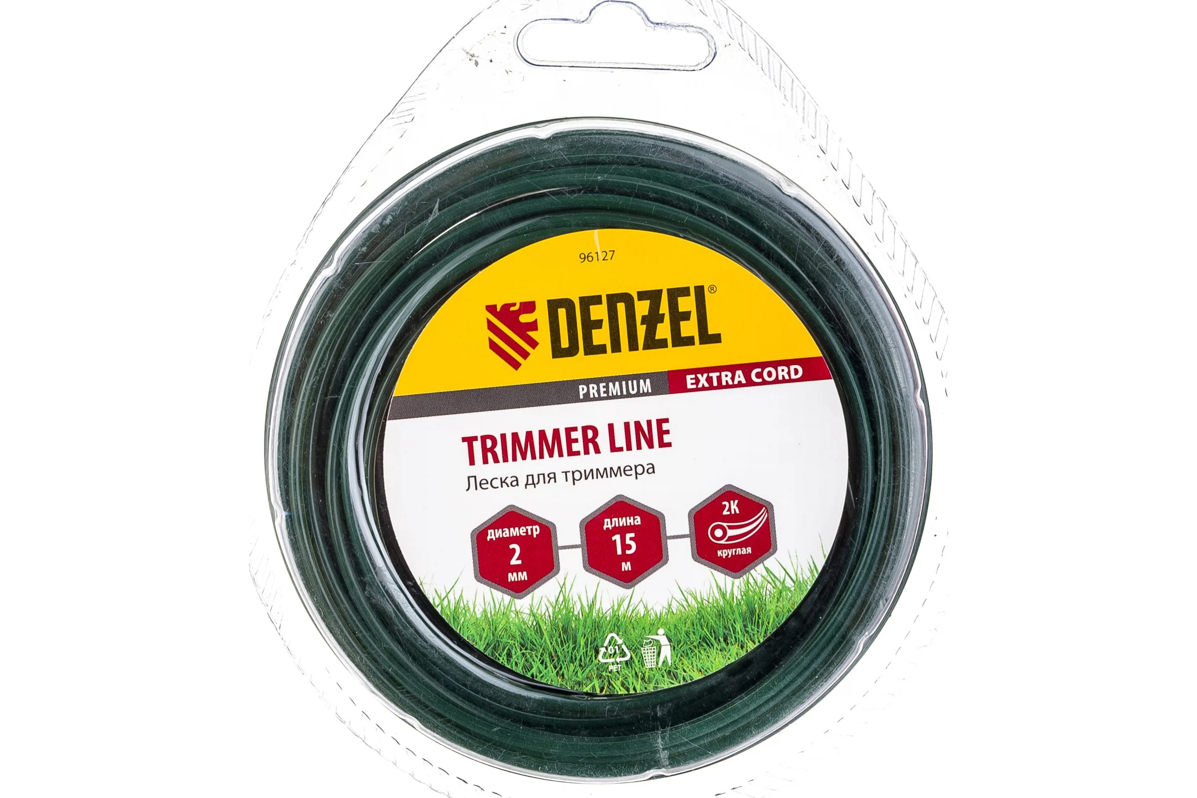 Изображение товара Леска для триммера 2.0 круглая двухкомпонентная 15м DENZEL EXTRA CORD