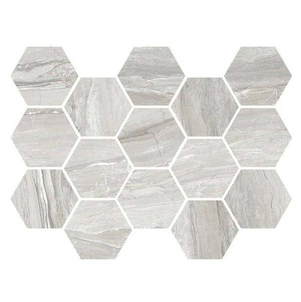 

декор мозаика eos pearl hexagon серый 32,5x22,5 53038, Серая