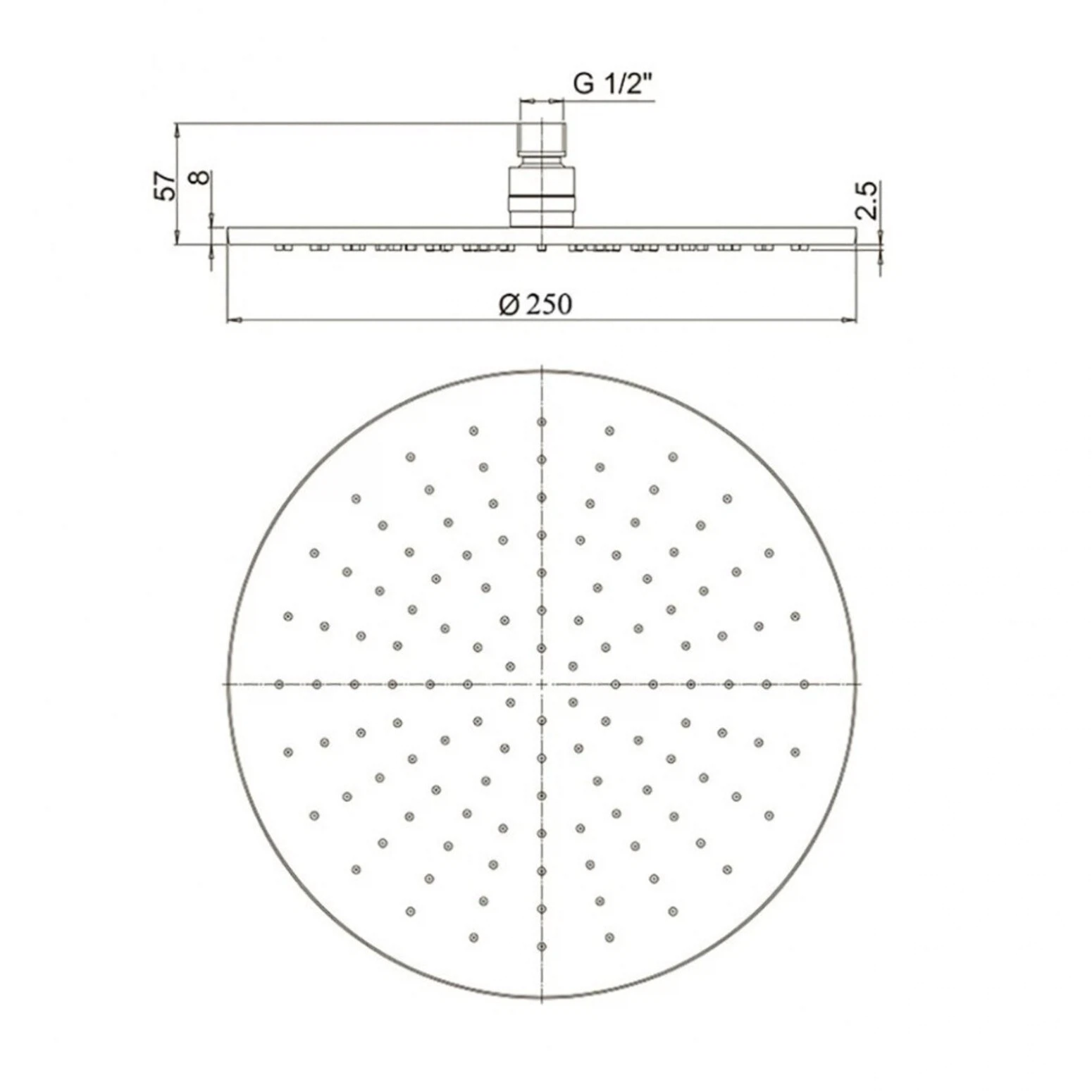 Изображение товара Верхний душ Paini 250 мм, круглый 50PZ759TT25