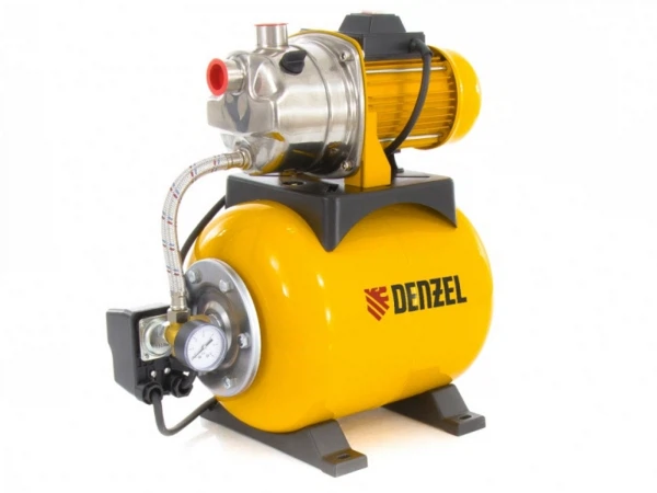 

насосная станция ps1000x 1000вт, 3500 л/ч, ресивер 24л, подъем 44м, нержавейка denzel