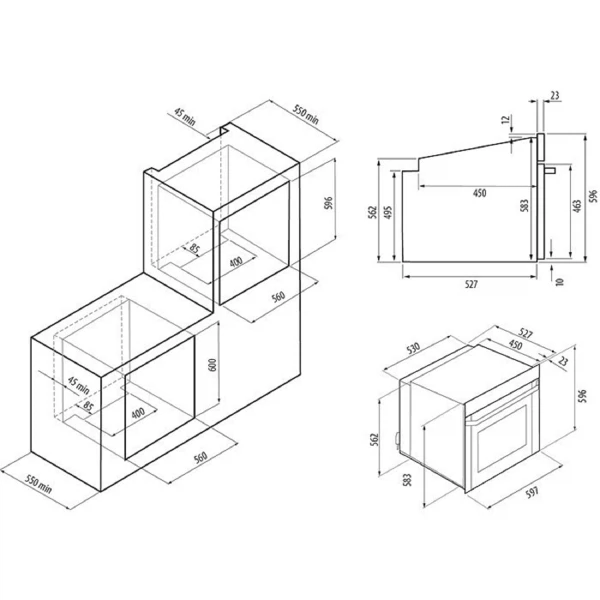 духовой шкаф электрический 60см черный krona merletto 60 an