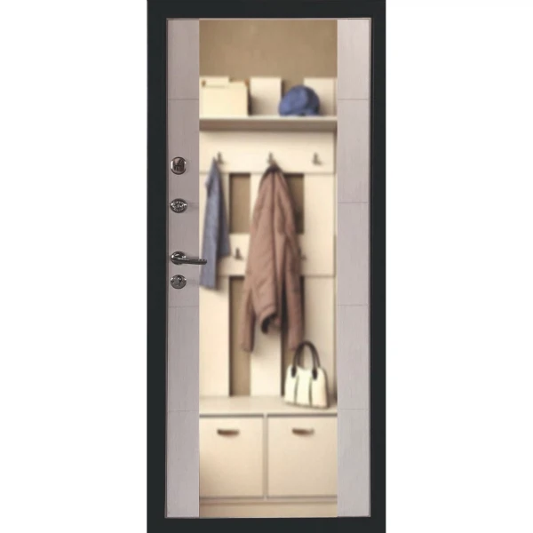 дверь входная эверест зеркало 2050х960мм левая, дуб беленый