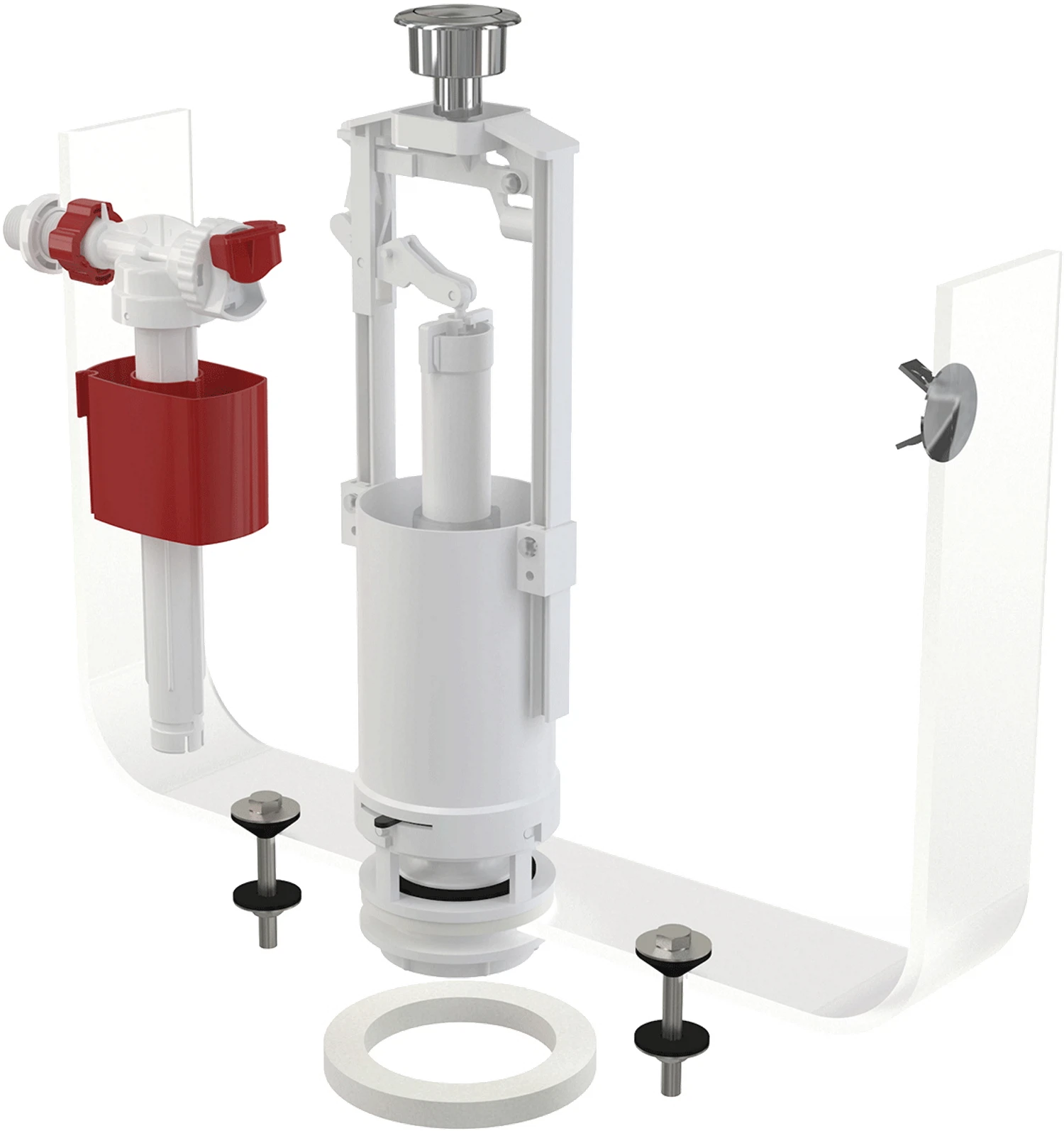 Изображение товара Выпускной комплект Alcadrain с одинарной стоп-кнопкой для унитазов 1/2" CHROM