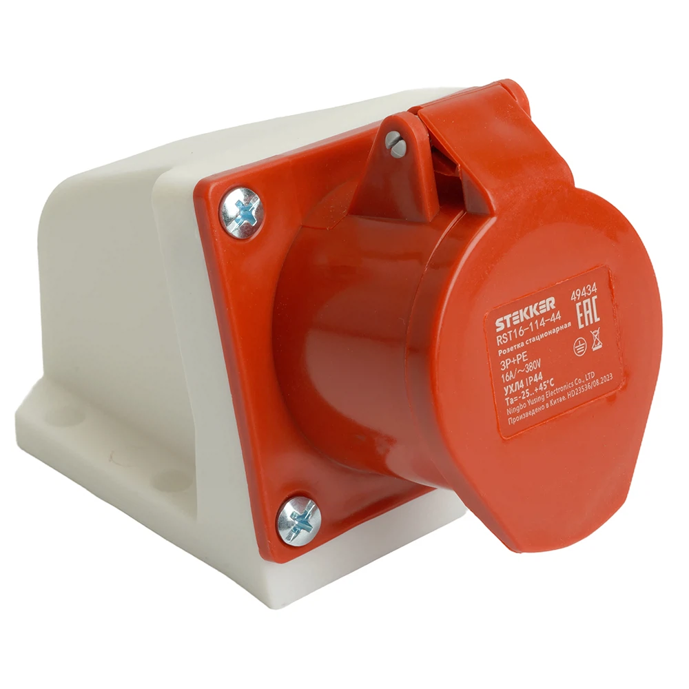 Изображение товара Розетка стационарная ST-114 16А 380В 3P+PE IP44, RST16-114-44, Stekker