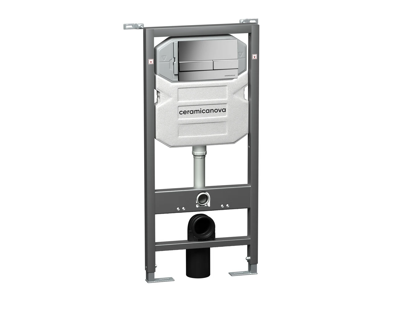 Изображение товара Инсталляция для унитаза CERAMICANOVA Envision с кнопкой смыва Flat хром матовый