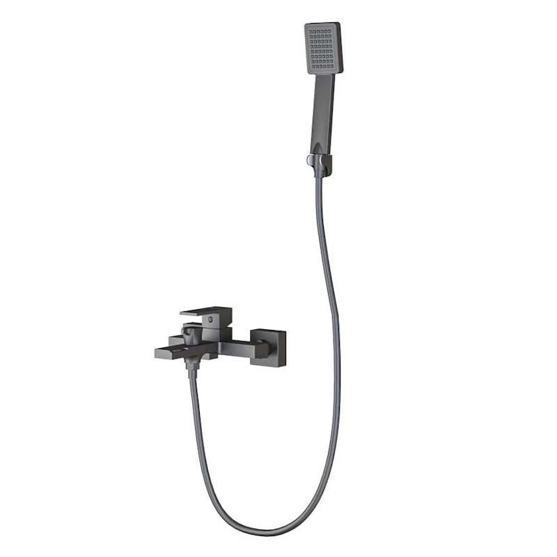 Изображение товара Смеситель Knotlor KN-22/GM с душем — воронёная сталь, короткий излив