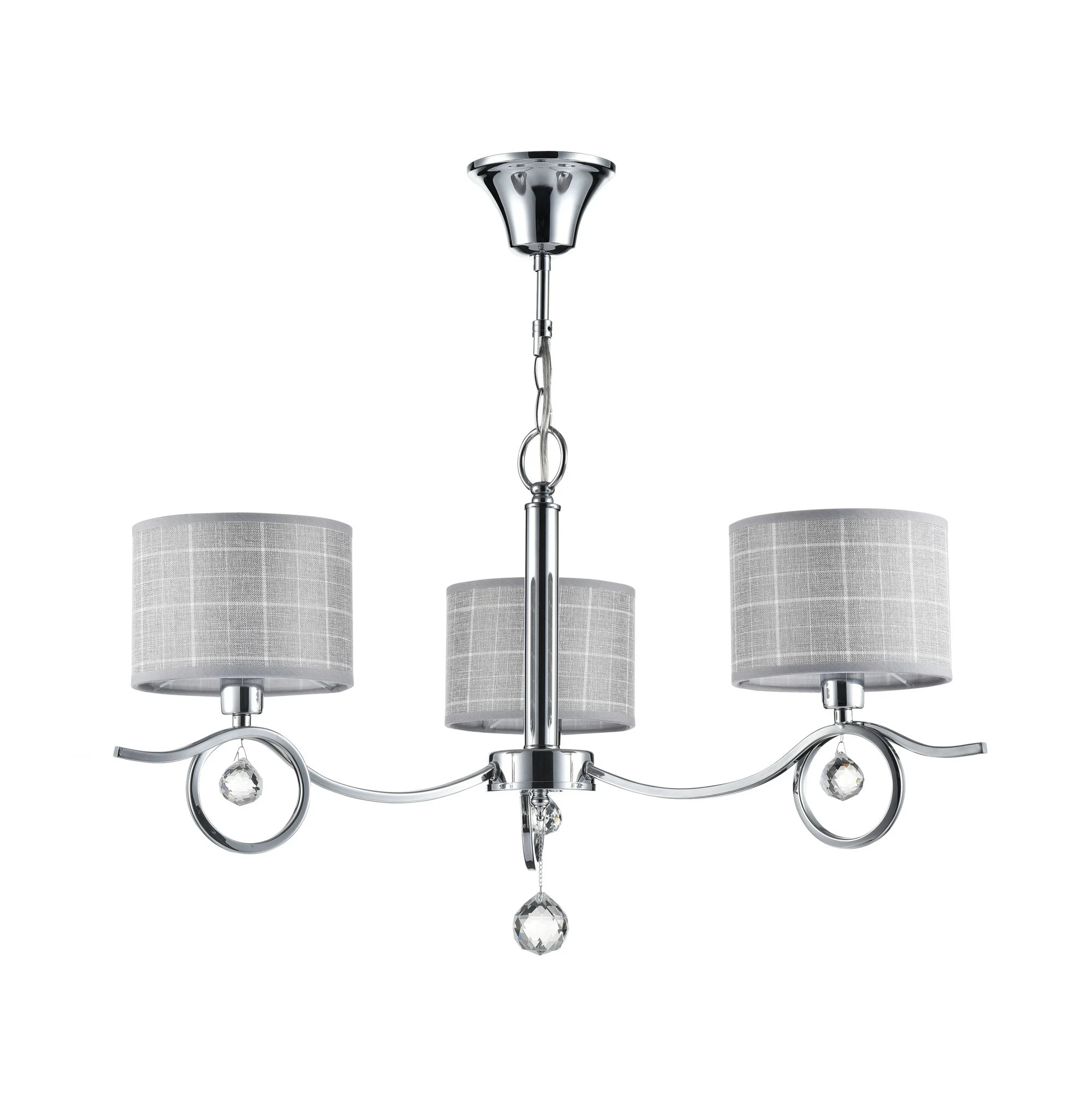 Изображение товара Люстра Freya Bertrand FR5906-PL-03-CH с тремя текстильными абажурами и хромированным корпусом