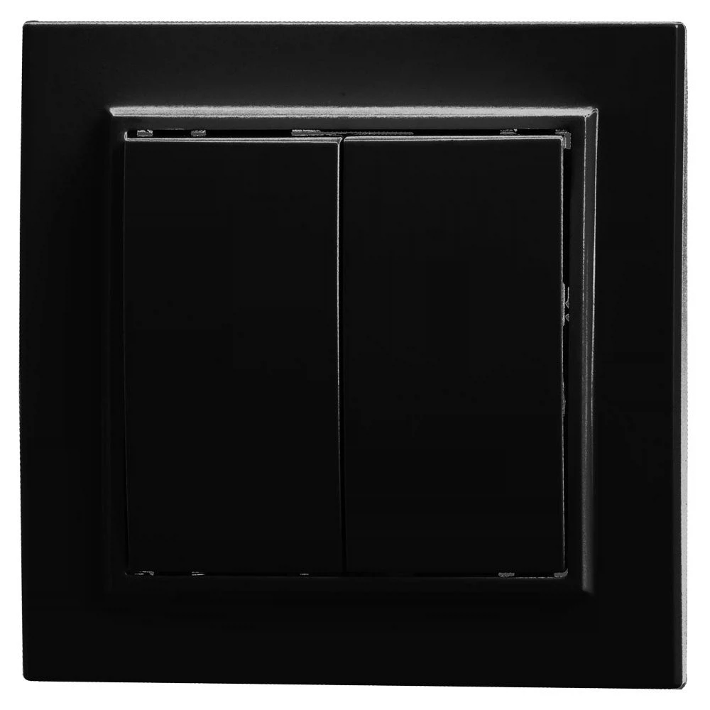 Изображение товара Выключатель 2-клавишный STEKKER, PSW10-9004-03, 250V, 10А, серия Эрна, черный Изображение товара Выключатель 2-клавишный STEKKER, PSW10-9004-03, 250V, 10А, серия Эрна, черный