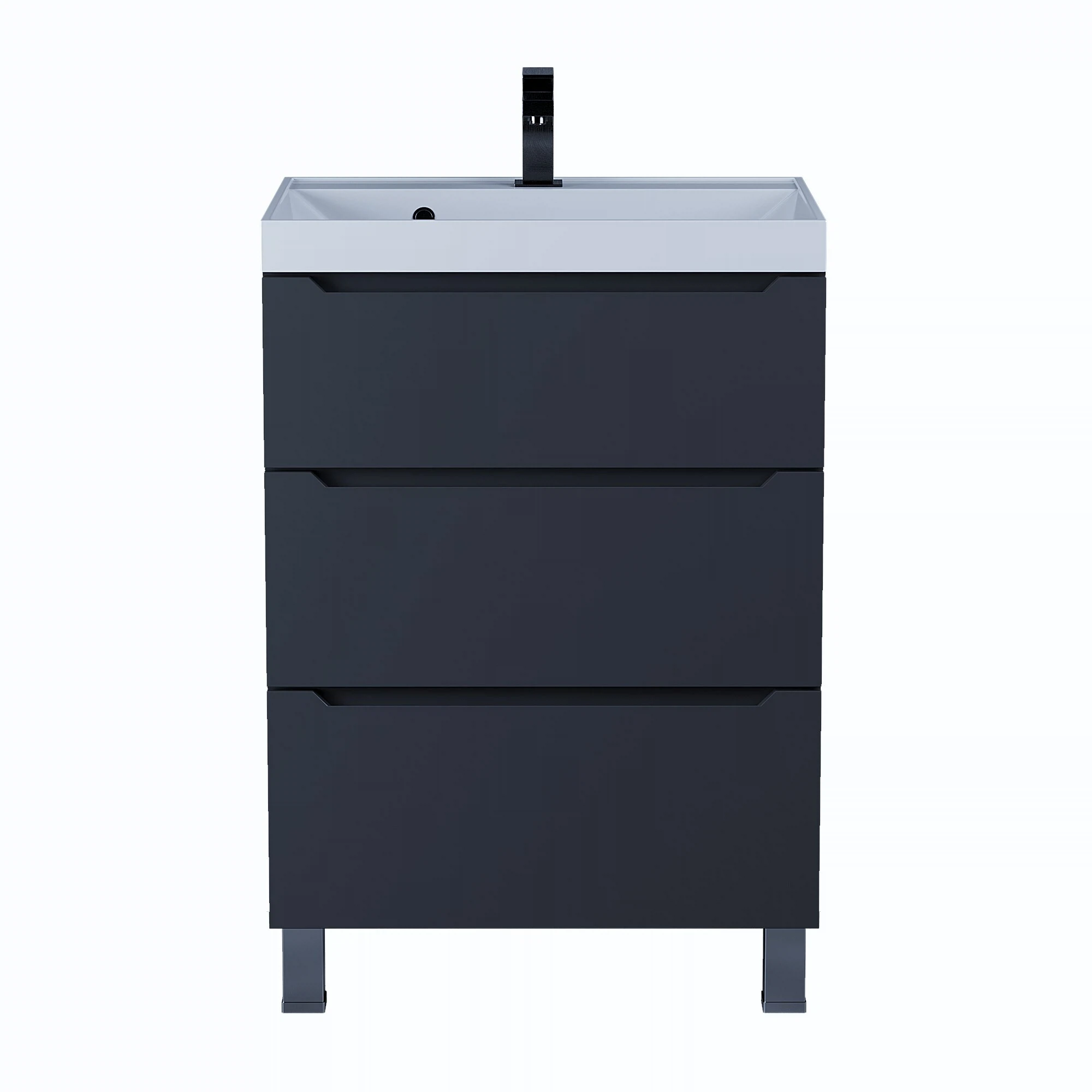 Изображение товара Тумба под раковину для ванной Uperwood Tanos 60x45 см черная матовая с 3 ящиками