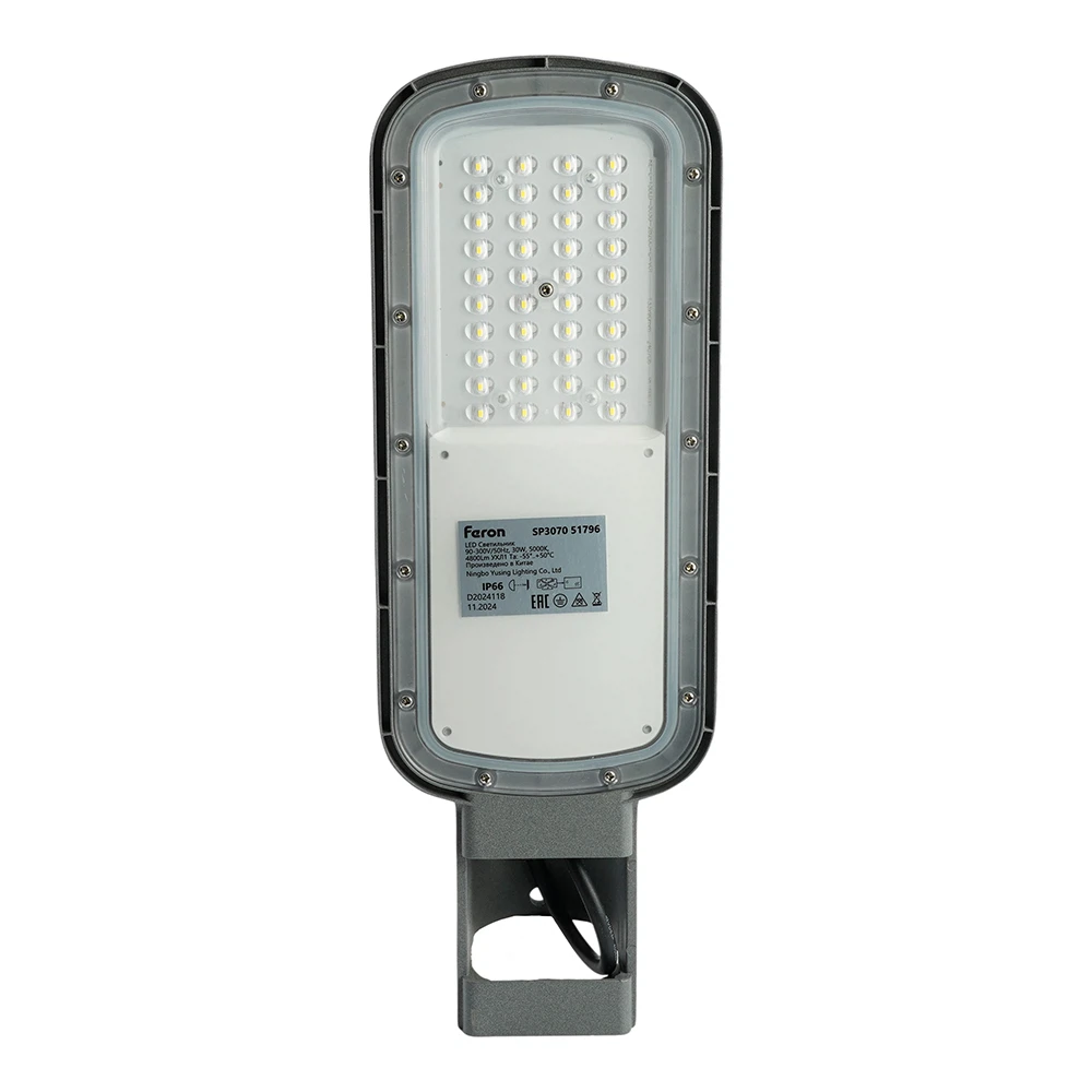 Изображение товара Светодиодный уличный консольный светильник Feron SP3070 30W 5000K 90-300V, серый
