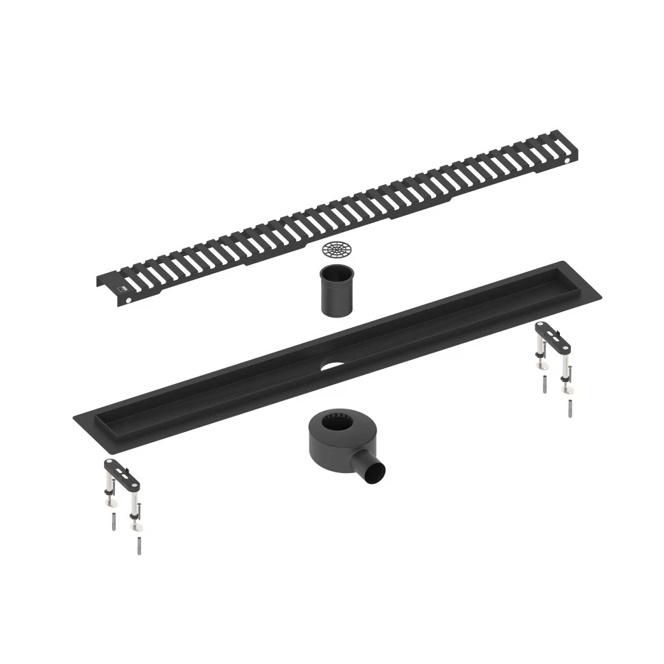 Изображение товара Душевой лоток TIMO DS230106/03 черный — прямоугольный, 60x6 см, боковое подключение