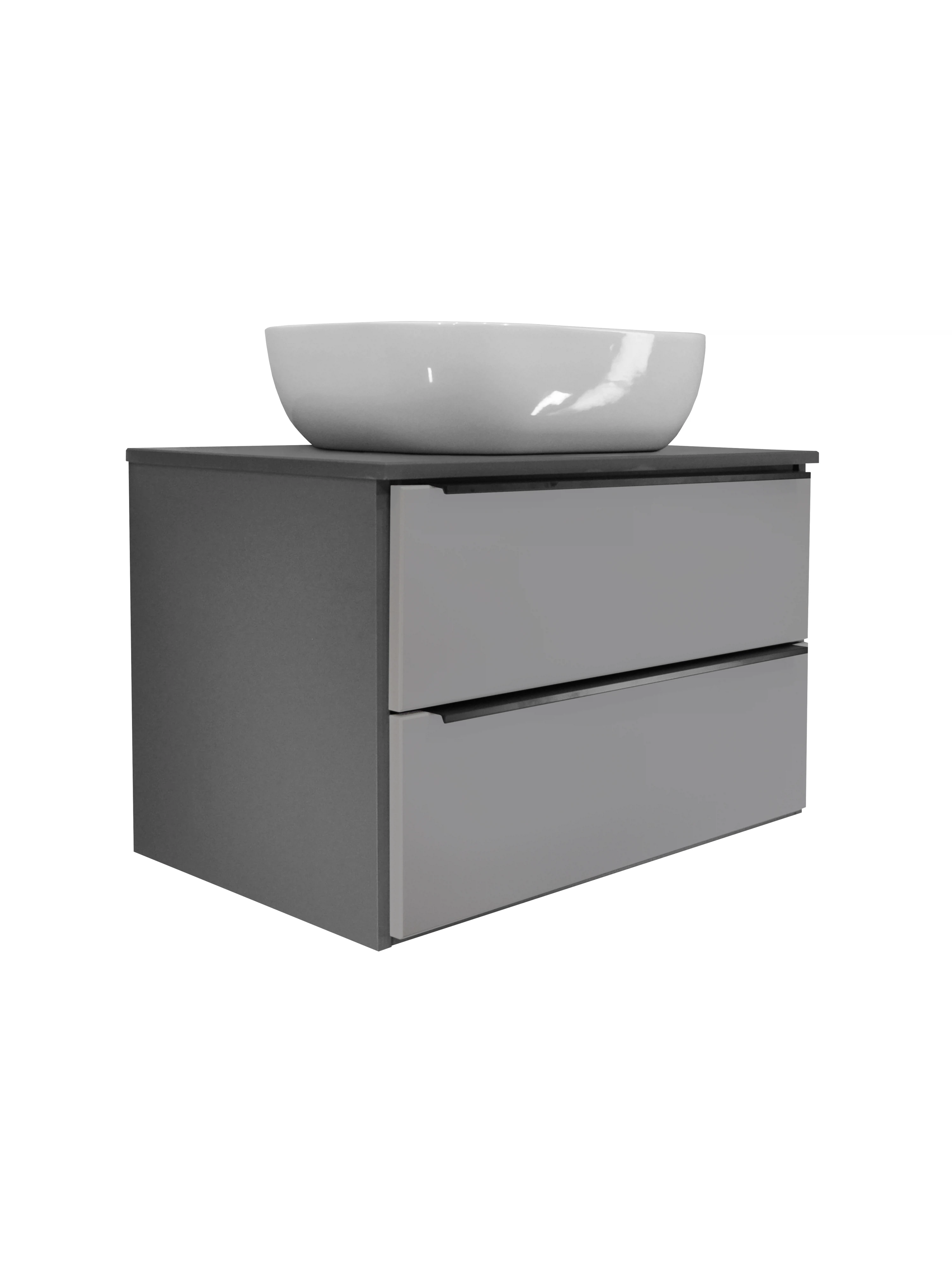 Изображение товара Тумба под раковину Runo Мальта 70 см темно-серая/серая навесная