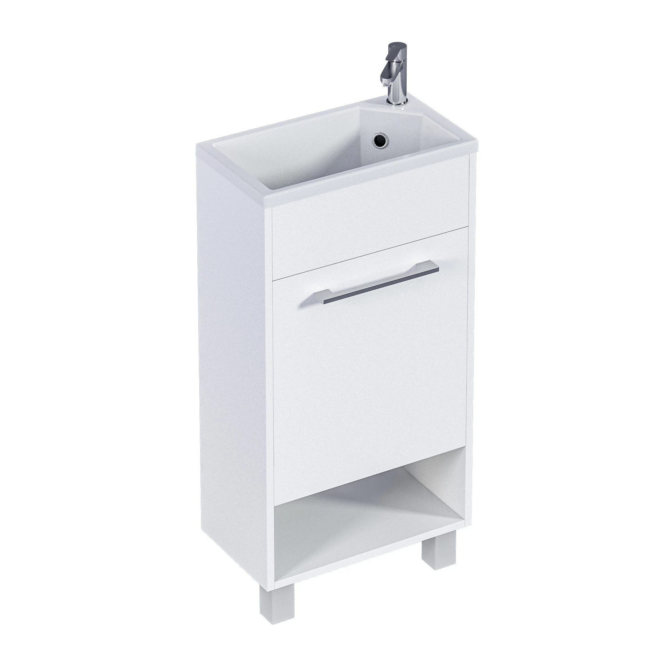 Изображение товара Тумба с раковиной 1Marka Lira 40 см - современная мебель для ванной, белый глянец