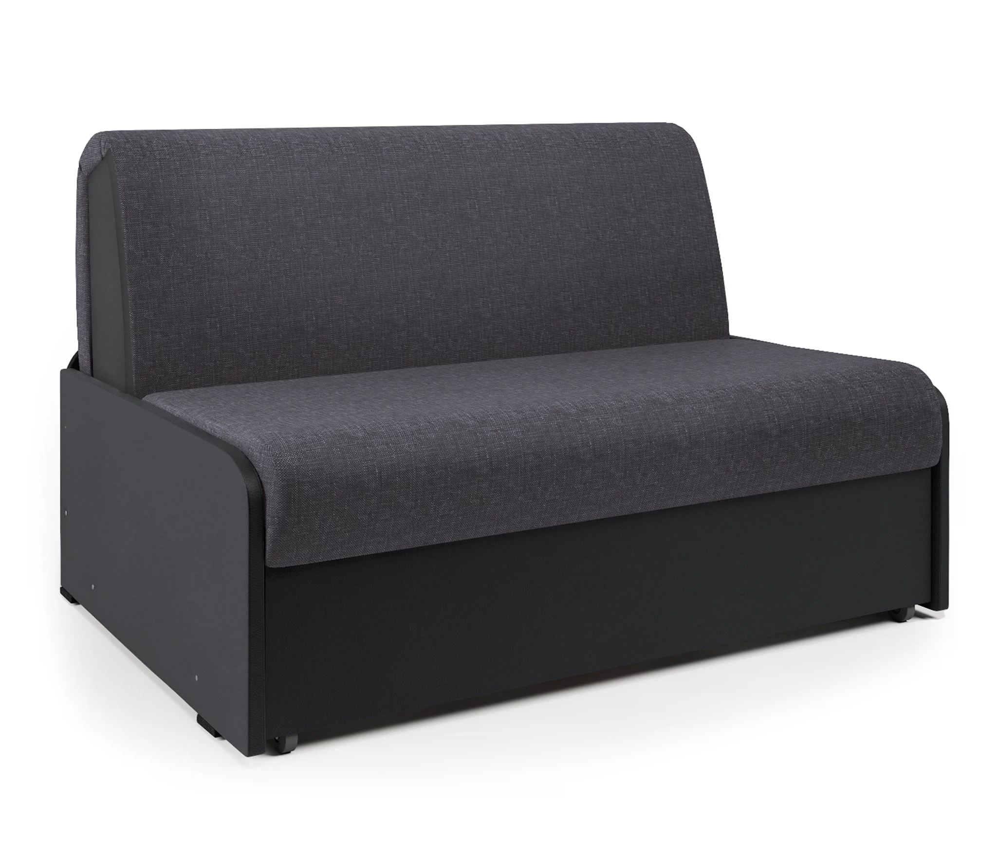 Изображение товара Диван-кровать Коломбо БП 140 серый с рогожкой и экокожей черной