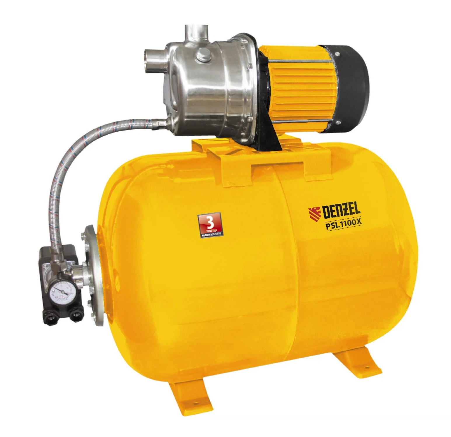 Изображение товара Насосная станция Denzel PSL1100X 1100 Вт, 3600 л/ч, ресивер 50 л, сталь