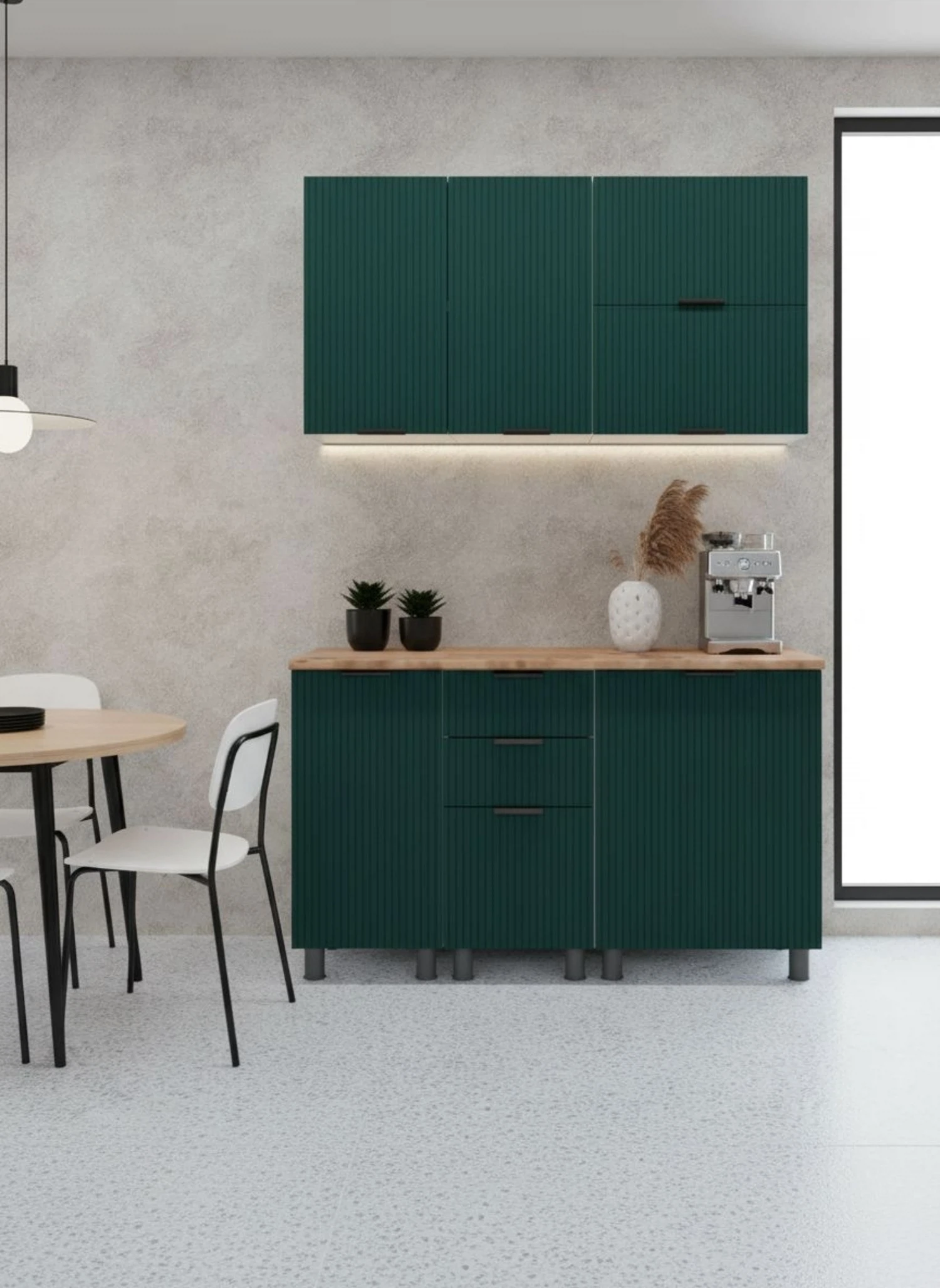 Изображение товара Лотос: кухня Арника Мебель, 140x60x240 см, изумруд