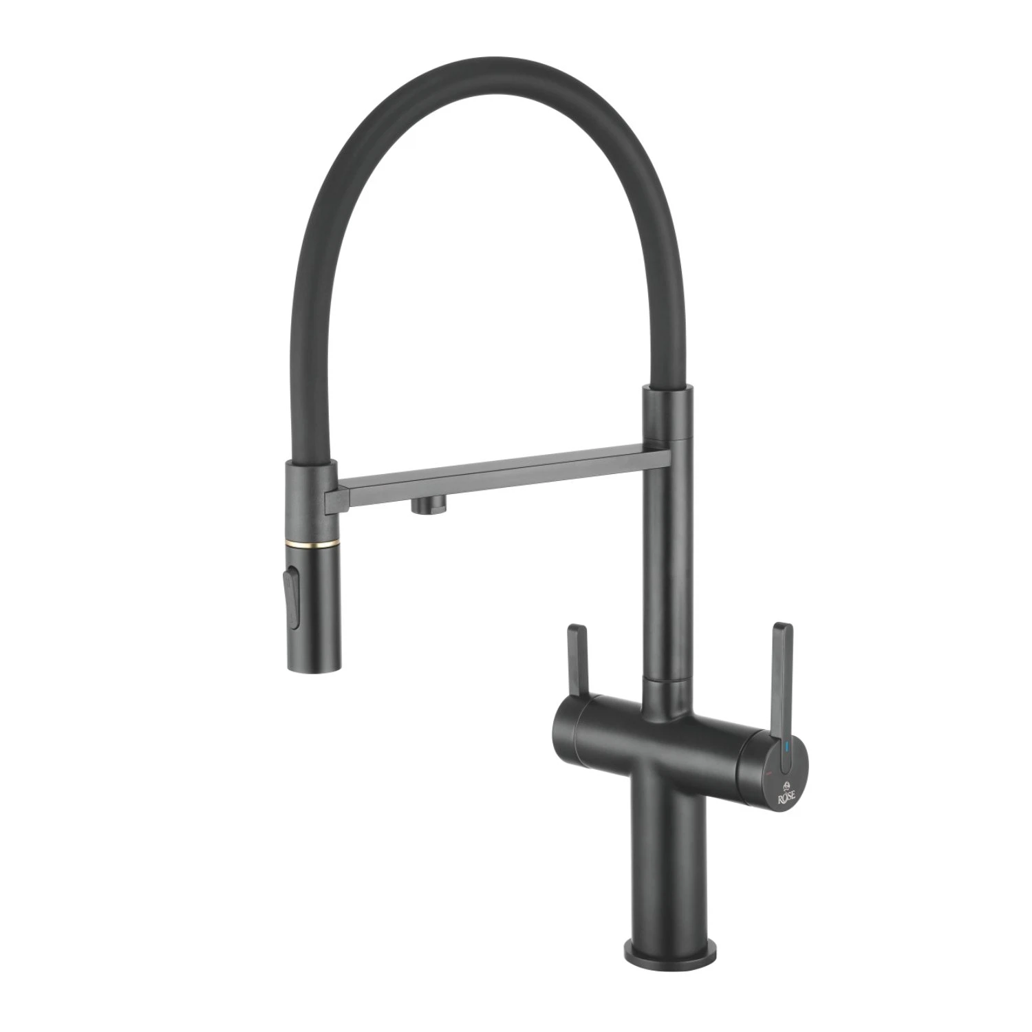 Изображение товара Rose R458H Смеситель для кухни с фильтром, черный, 22 см излив