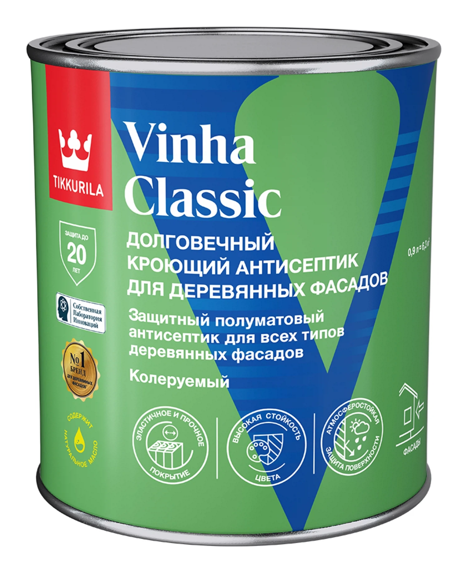 Изображение товара Антисептик кроющий TIKKURILA VINHA CLASSIC водоразбавляемый, полуматовый база A 0,9л