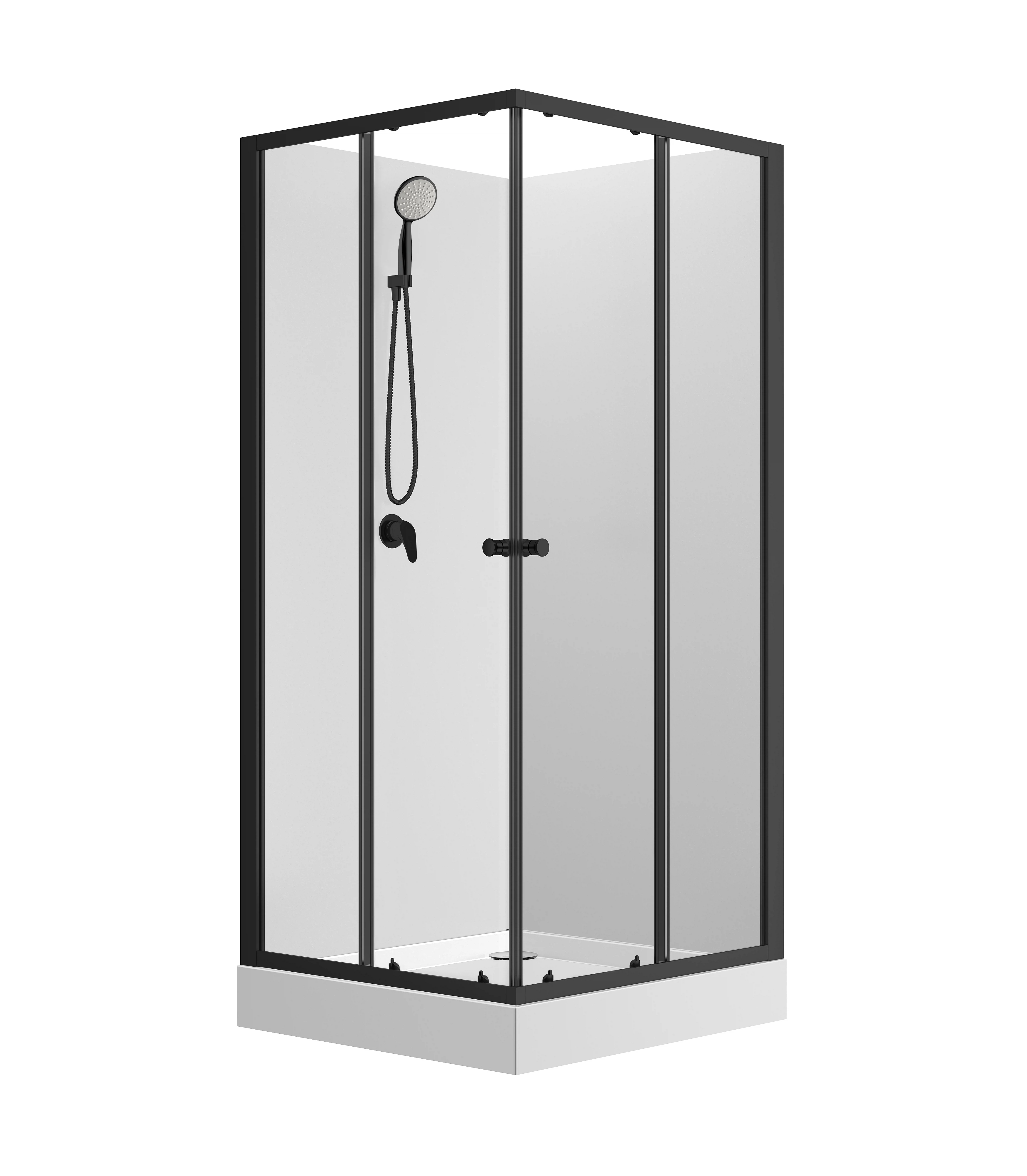 Изображение товара Душевая кабина LORANTO 90x90см черная, низкий поддон, матовый профиль