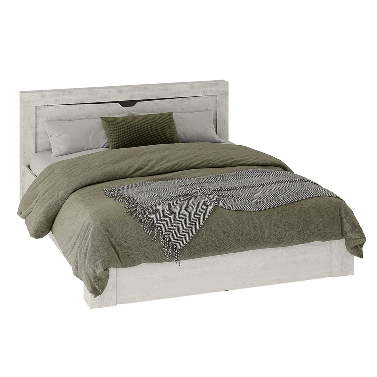 Изображение товара Кровать с реечным настилом 160х200 Леонардо в цвете бетон пайн от БТС мебель, артикул Н14471248