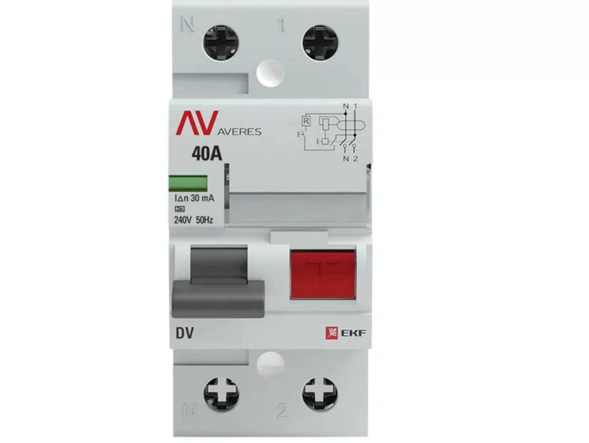 Изображение товара УЗО EKF Averes DV 2P 40А 30мА электромеханическое защита от утечки