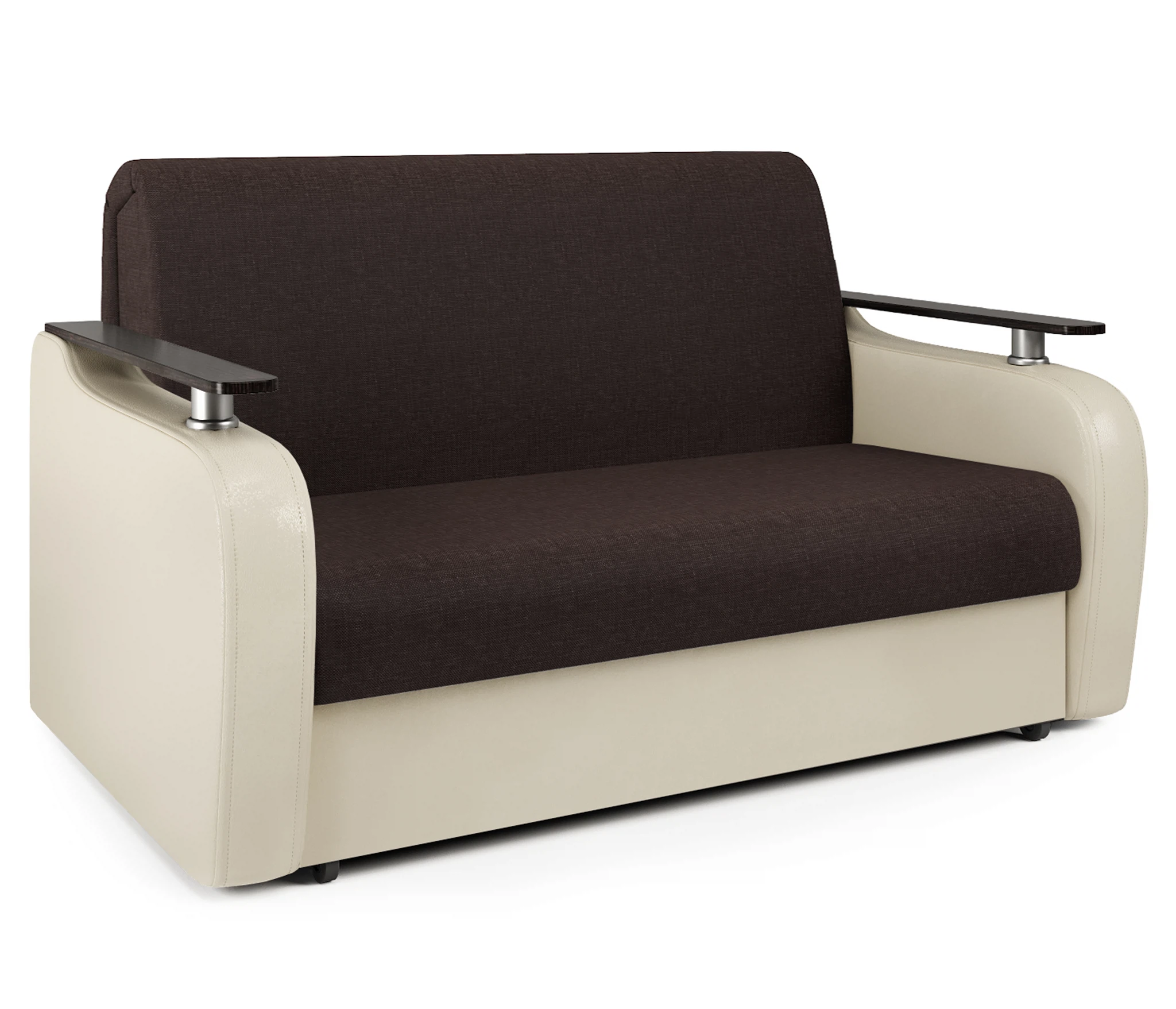 Изображение товара Диван аккордеон Гранд Д 120 рогожка шоколад и экокожа беж