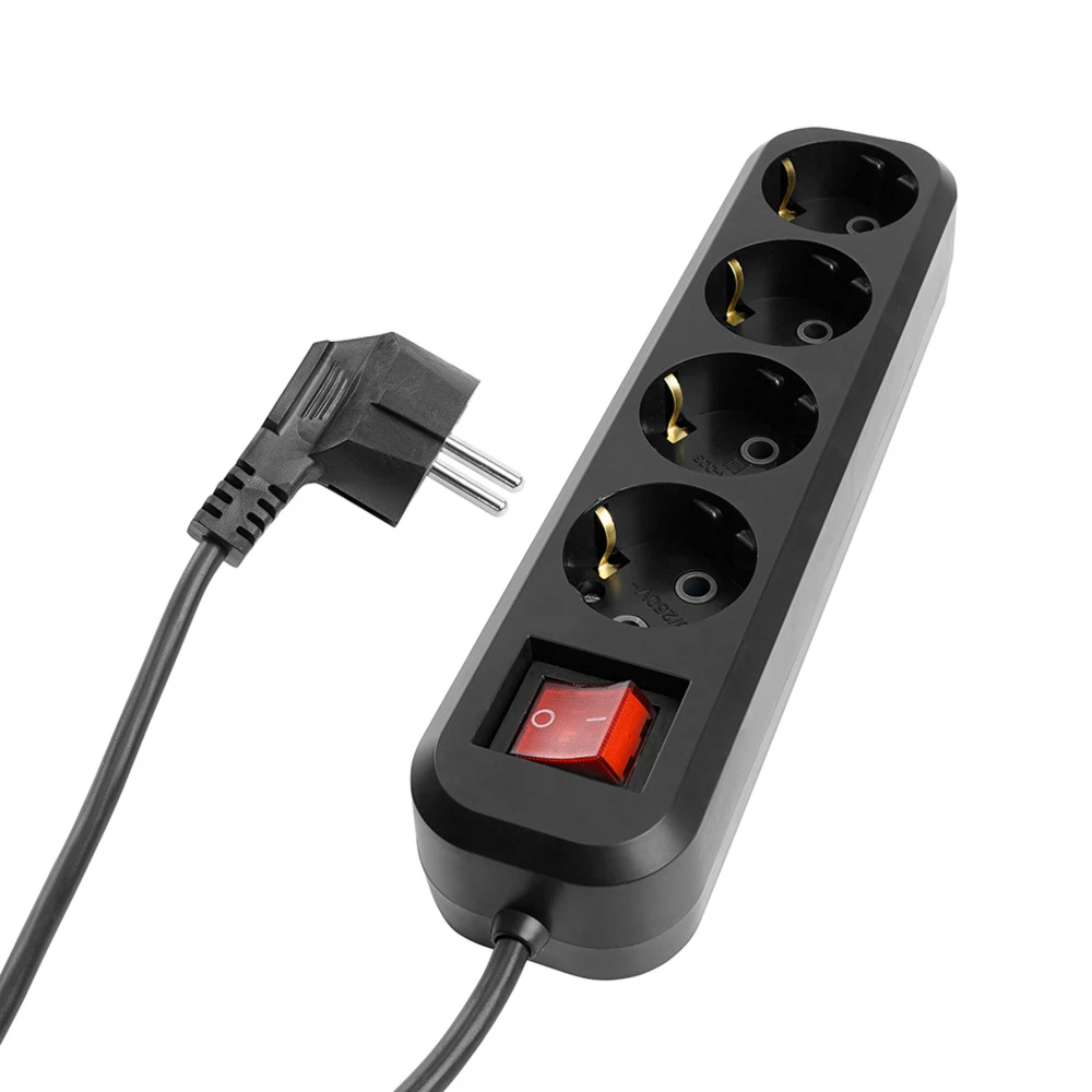 Изображение товара Удлинитель с заземлением STEKKER 4 розетки 2м черный Home Изображение товара Удлинитель с заземлением STEKKER 4 розетки 2м черный Home
