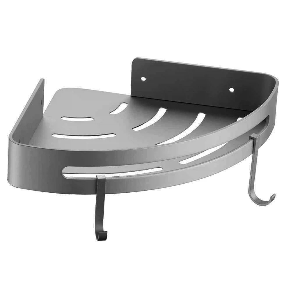 Изображение товара Полка металлическая угловая с крючками FASHUN A7335-17, алюминиевый