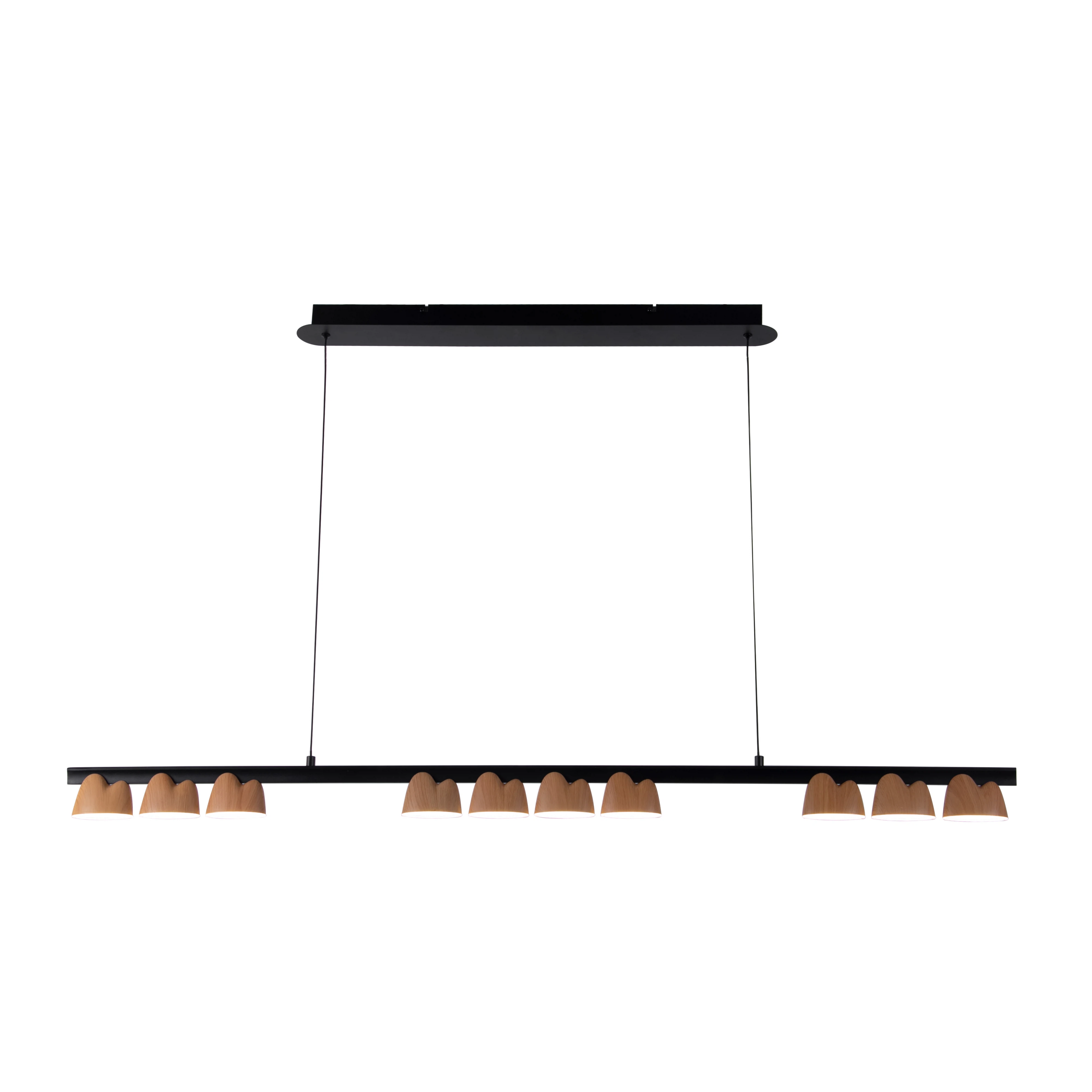 Изображение товара Подвесная люстра FAVOURITE 4266-10P с светодиодами черный металл и деревянные плафоны