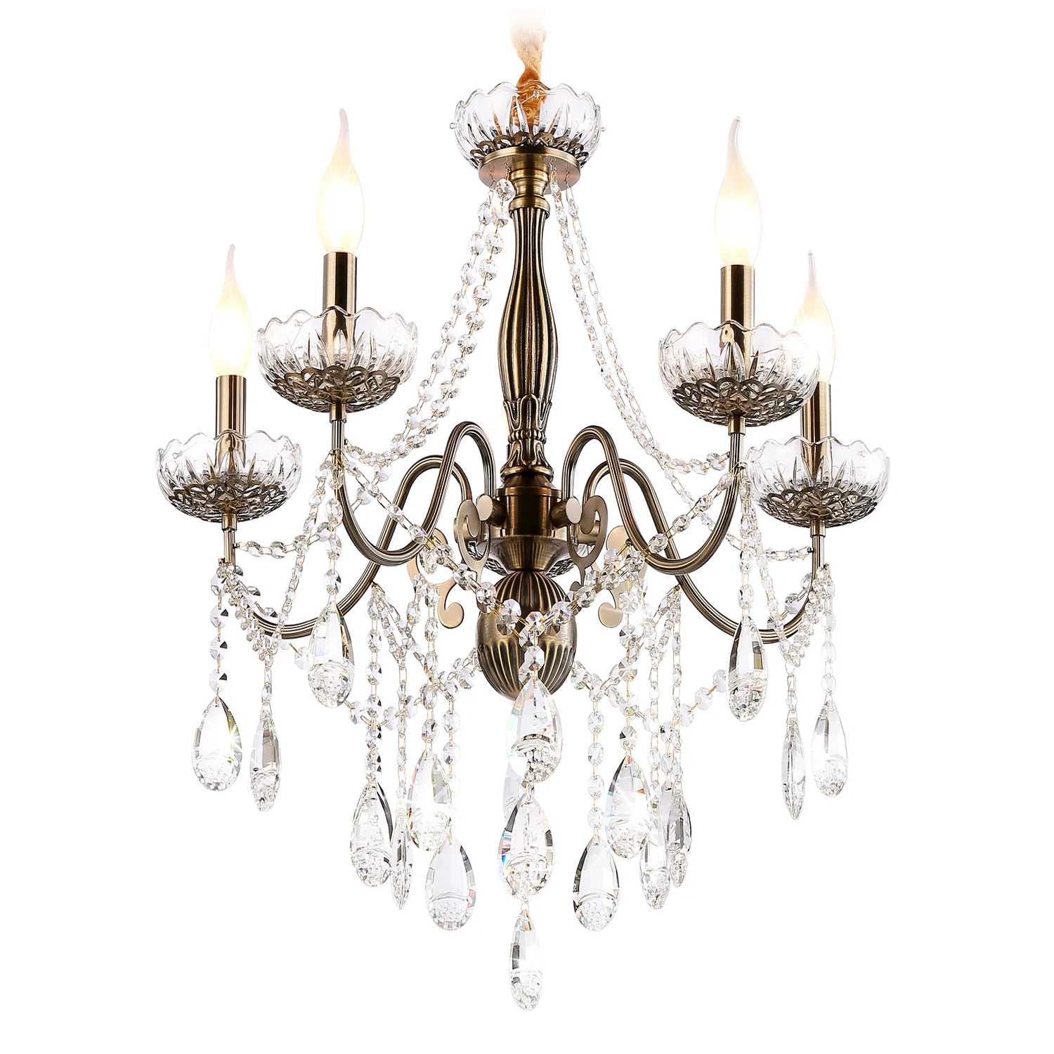 Изображение товара Подвесная люстра с хрусталем AMBRELLA LIGHT TR4949 бронзовая классическая