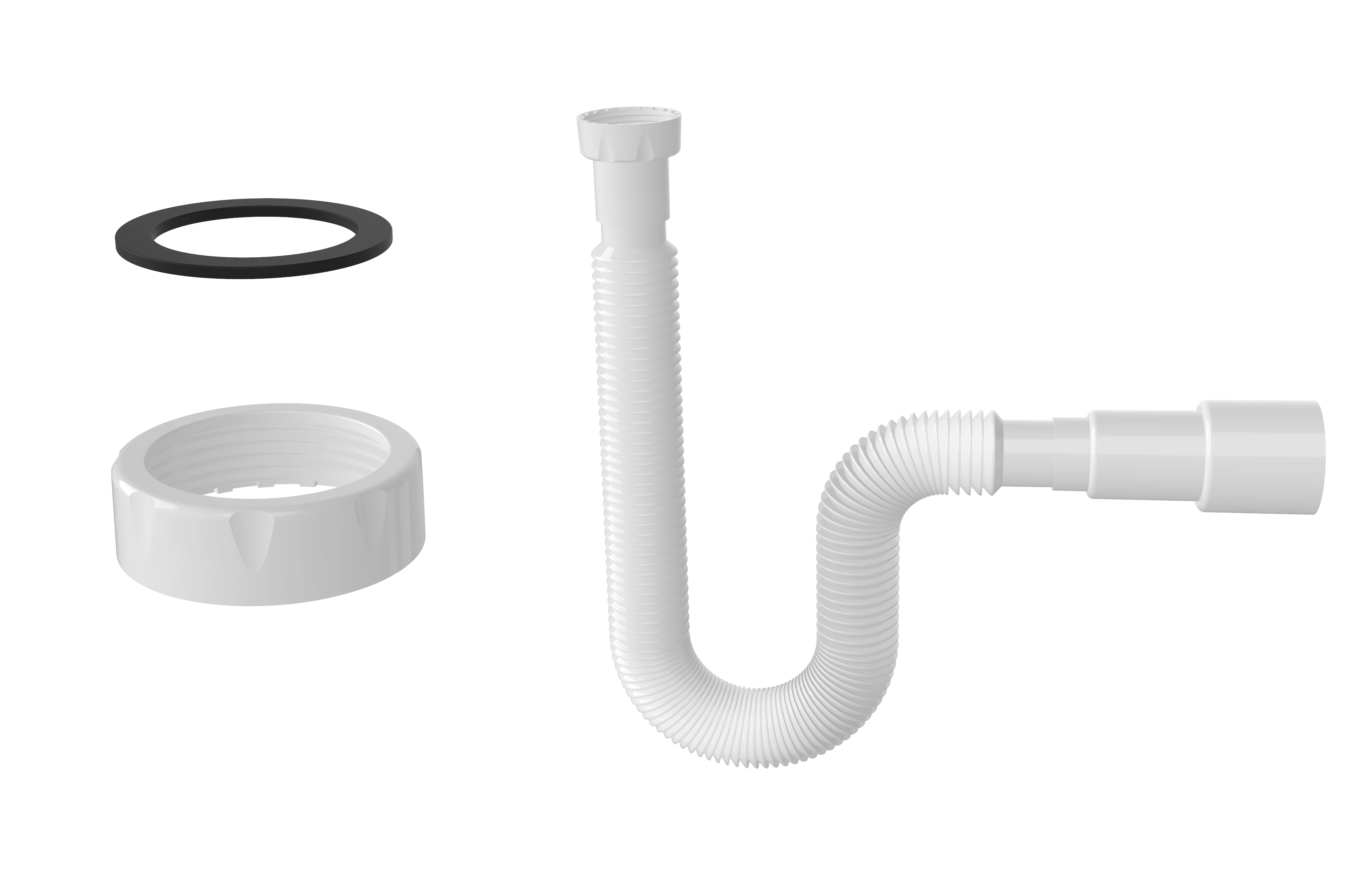 Изображение товара Гибкая труба с гайкой 1 1/4" 740мм, выход Ø40/50мм с плоской прокладкой