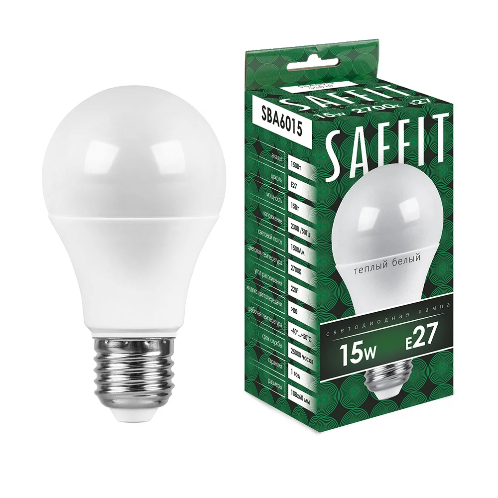 Изображение товара Лампа светодиодная SAFFIT SBA6015 Шар E27 15W 230V 2700K Изображение товара Лампа светодиодная SAFFIT SBA6015 Шар E27 15W 230V 2700K
