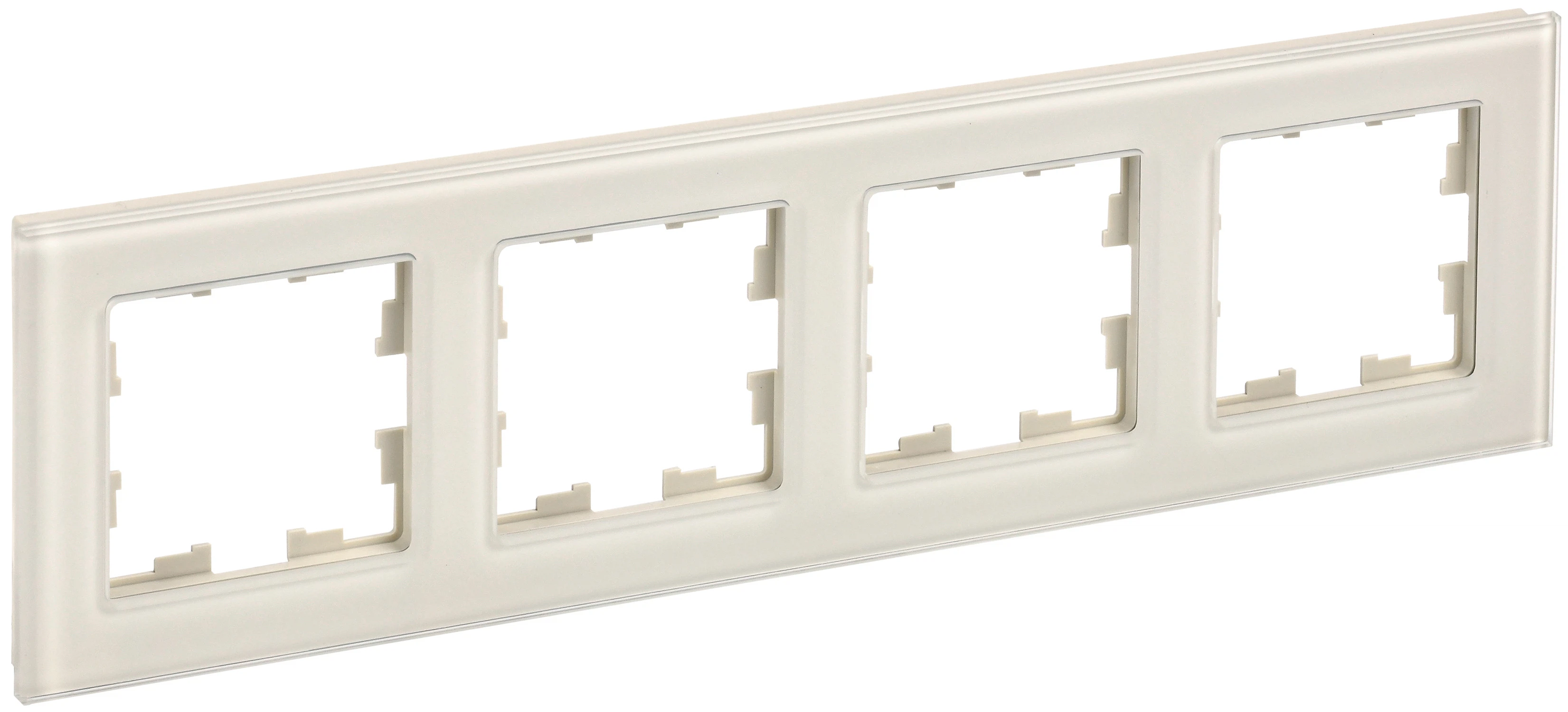 Изображение товара Рамка IEK BRITE DECOR Ванильный глянец стекло 4-м для электроустановочных изделий