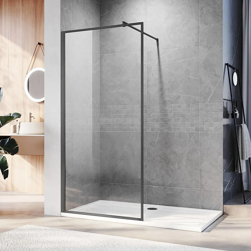 Изображение товара Душевая перегородка Veconi Korato KR-81GR, 800x2000, брашированный графит, стекло прозрачное