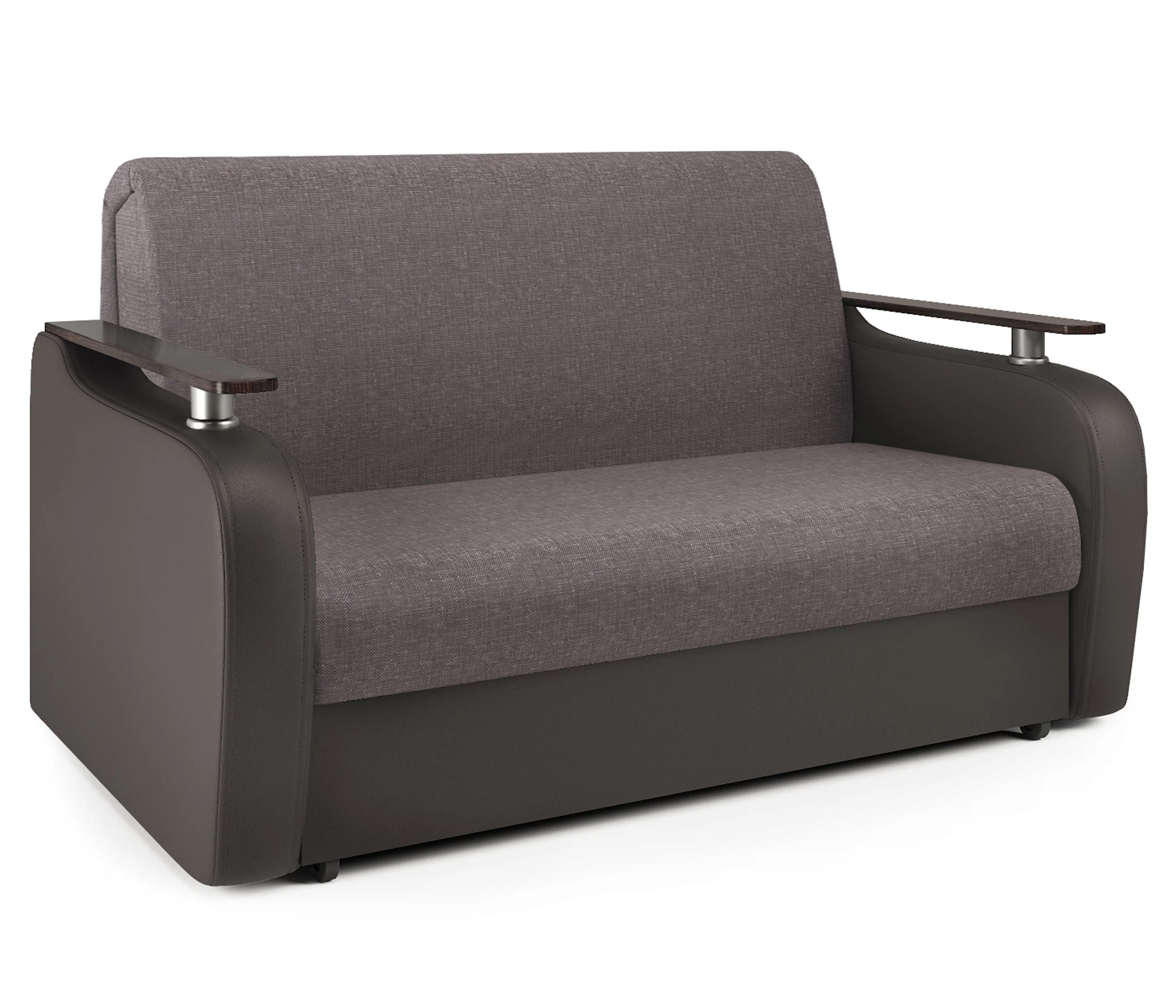 Изображение товара Диван аккордеон Гранд Д 120 коричневый рогожка и экокожа шоколад комфорт и стиль