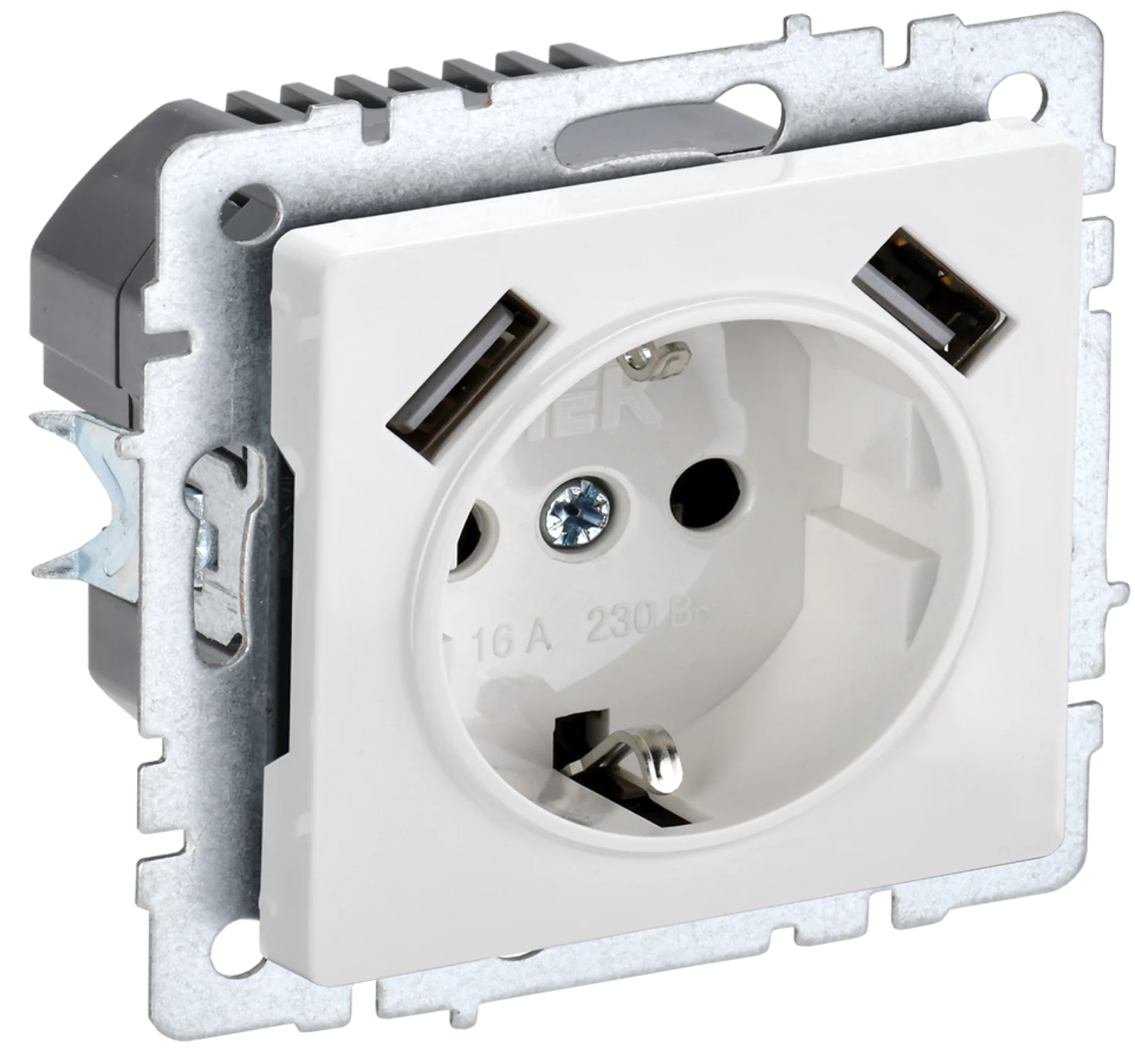Изображение товара Розетка IEK BRITE с USB A+A Белая, 16 А, с заземлением