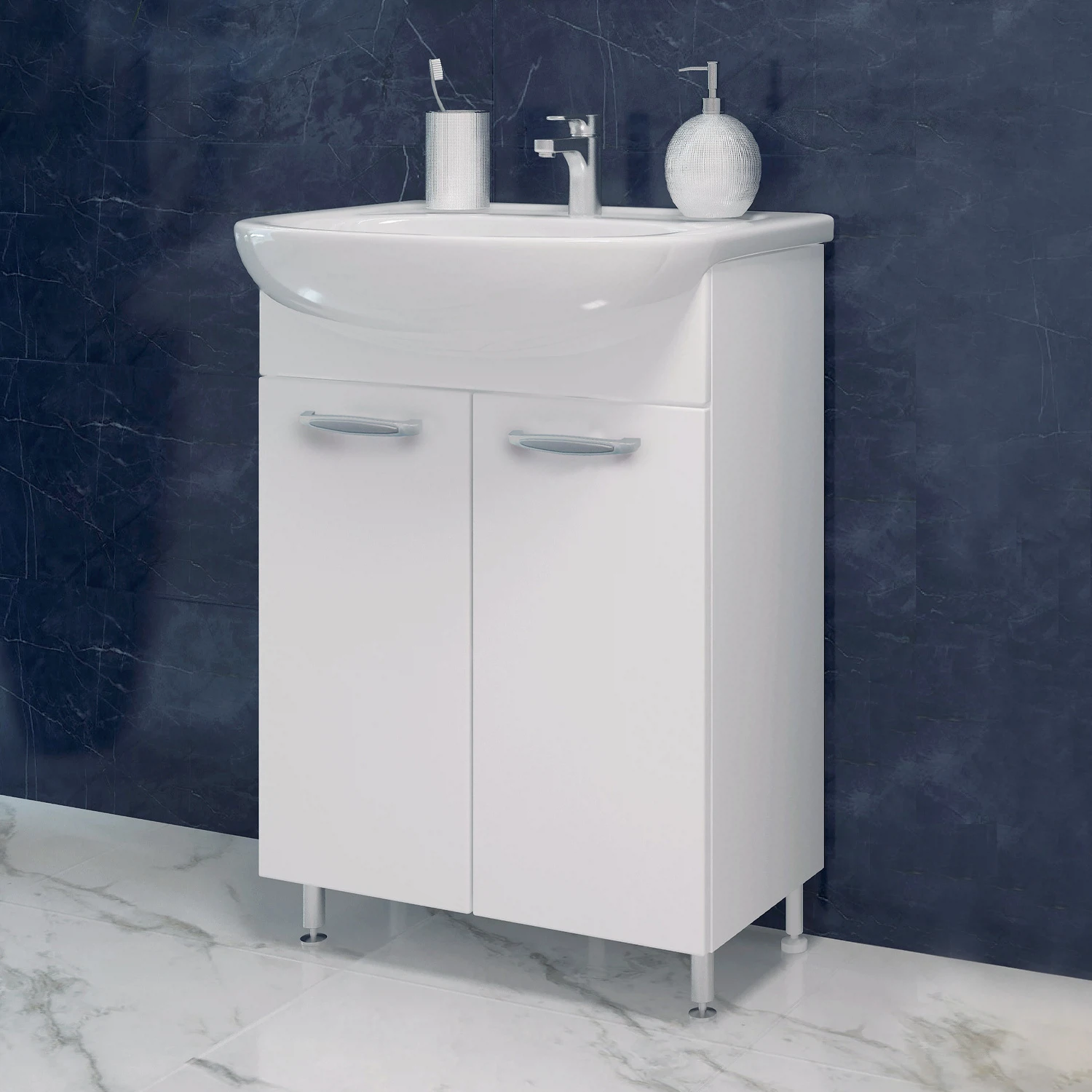 Изображение товара Тумба под умывальник Eva Gold Teya 55, белая, напольная, ЛДСП