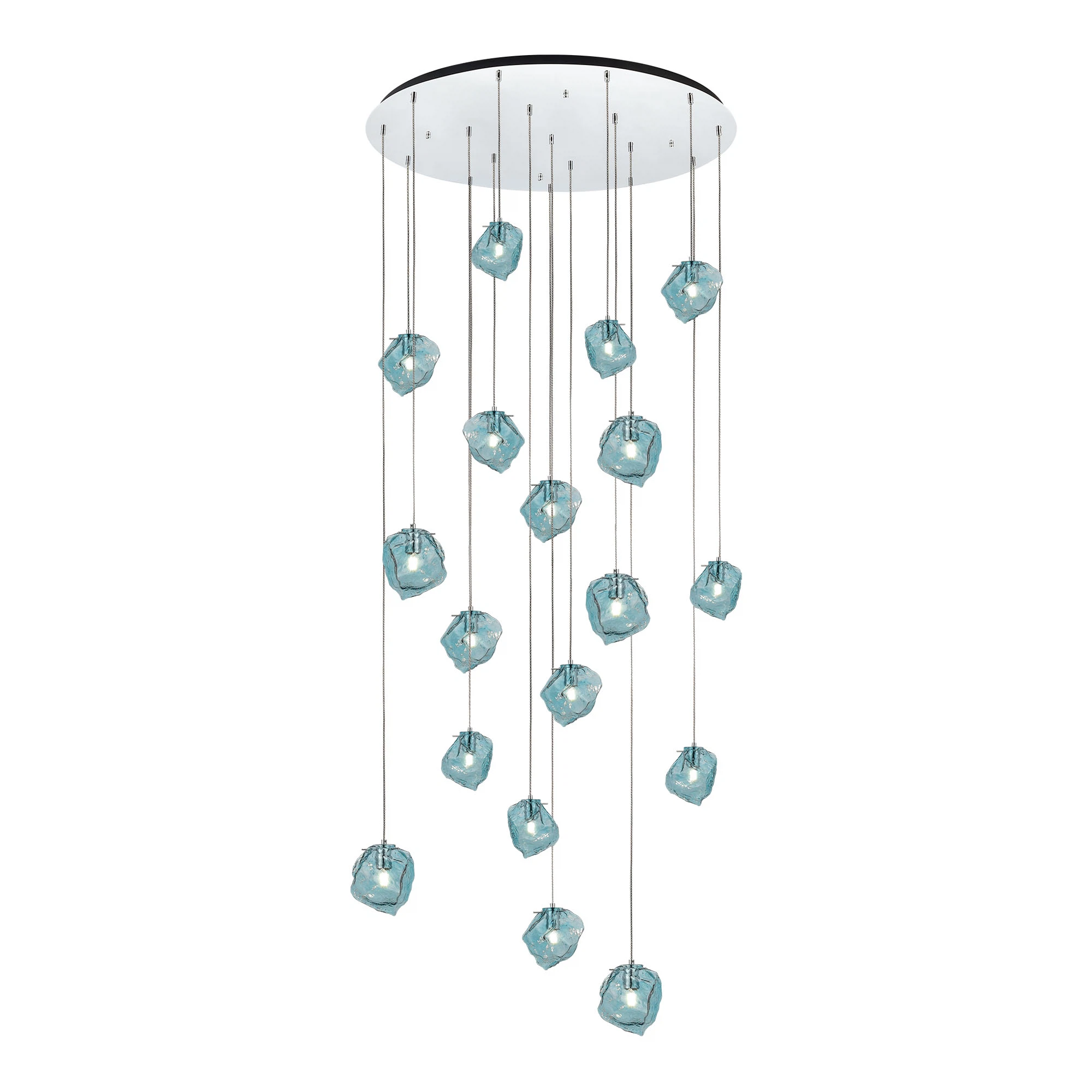 Изображение товара Подвесной светильник ST LUCE Portici стеклянный хром светло-голубой E14 36 м2